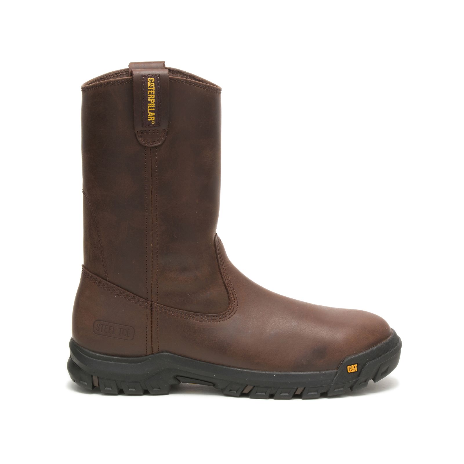 Caterpillar Boots Lahore - Caterpillar Drawbar Steel Toe Mens Slip On Boots Brown (475693-JXH)